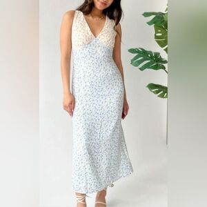 Grey Bandit  Floral V-Neck Halter Maxi Dress SZ S Summer Blossom Scandi Girl NWT